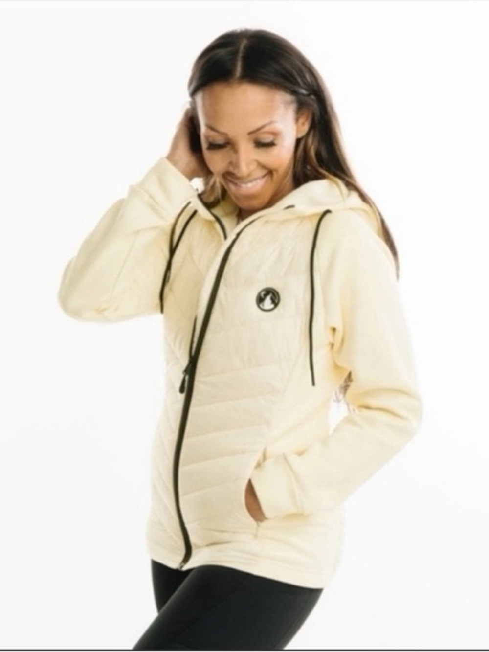 NWT Zyia Active Courchevel Fleece Hybrid Jacket Cream Size L